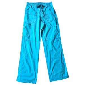 Spread Good Cheer Teal Blue Straight Leg Cargo Medical Scrub Pants Women's XS